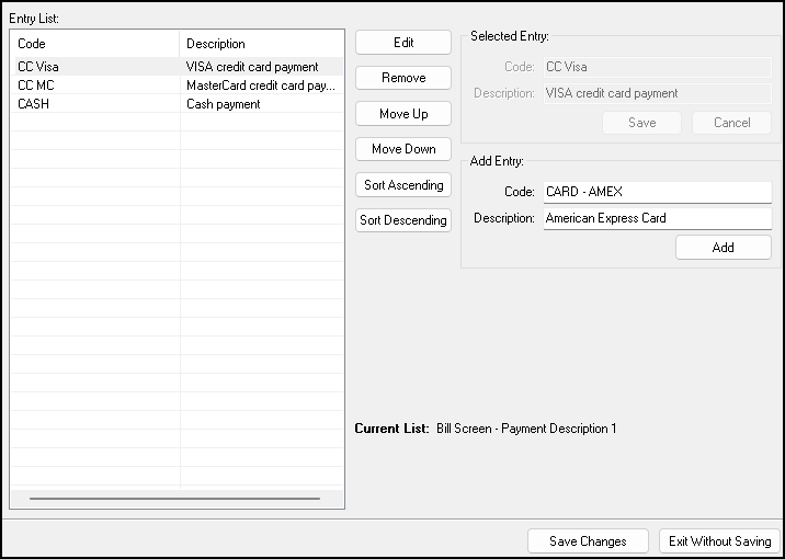 Image of added payment entry